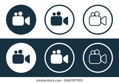 Set of Video Camera icons isolated flat and outline style vector illustration