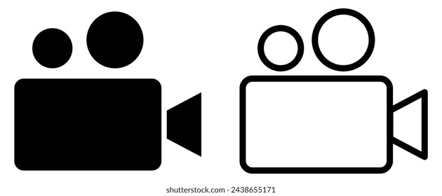 Set of video camera icons. Movie concept. Vector illustration isolated on white background
