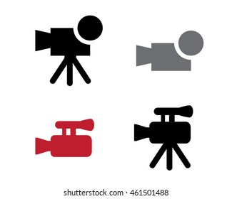 Set of Video camera icons in simple style