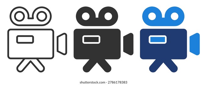 Set of video camera icons suitable for media, film, and video production design projects.