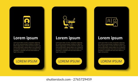 Set Video chat conference, Freelancer and . Business infographic template. Vector