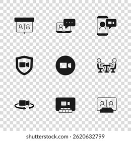 Set Video chat conference, Meeting,  and  icon. Vector