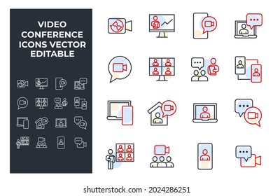 set of Video Conference elements symbol template for graphic and web design collection logo vector illustration