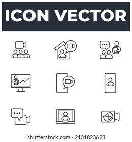 set of Video Conference elements symbol template for graphic and web design collection logo vector illustration