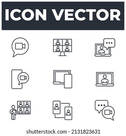 set of Video Conference elements symbol template for graphic and web design collection logo vector illustration