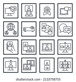 set of Video Conference elements symbol template for graphic and web design collection logo vector illustration
