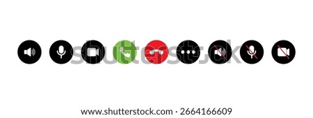 Set of Video conference icon collection. Video call chat screen symbol.