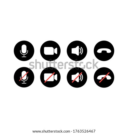 Set of video conferencing and call icons. Vector illustration