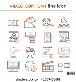 Set of video content icons.