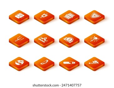 Set Video game bar, Medieval bow, Neptune Trident, King crown, Bottle with potion, Ancient coin, Sword for and Magic staff icon. Vector