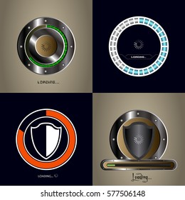 Set of video game bars on colored backgrounds, Vector illustration