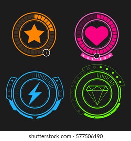 Set of video game bars on a black background, Vector illustration