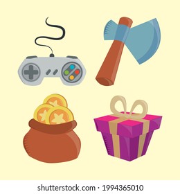 set of video game cartoon