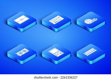 Set Video game console, Chest for, Retro arcade machine, graphic card, Create account screen and Coin icon. Vector