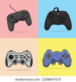 Set Of Video Game Console or Controller vector illustration. Sports gaming objects icon concept. Collection of Joystick gamepad game console or game controller vector design.