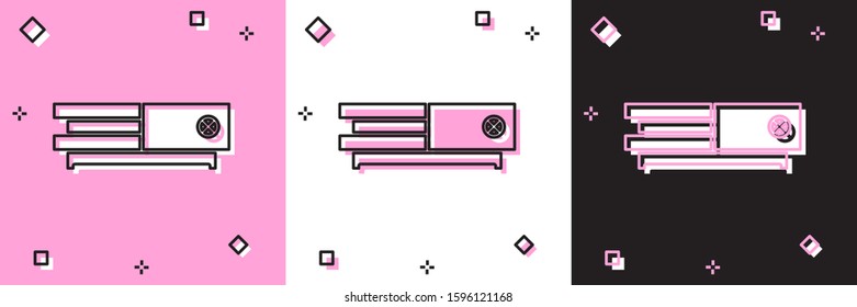 Set Video game console icon isolated on pink and white, black background.  Vector Illustration