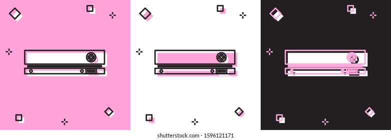 Set Video game console icon isolated on pink and white, black background.  Vector Illustration