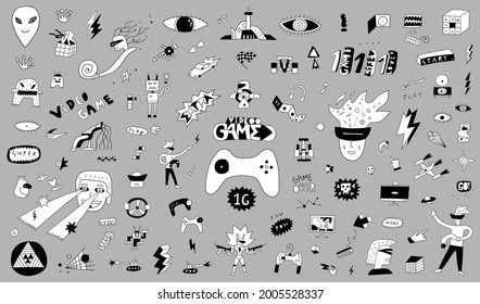 Set of video game doodle