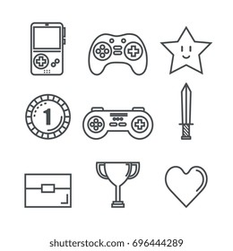 set video game entertaining items symbols