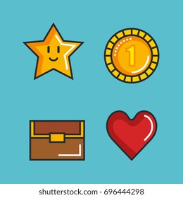 set video game entertaining items symbols