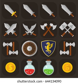 Set of video game medieval weapons(warrior)
