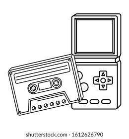 set video game of nineties line style vector illustration design