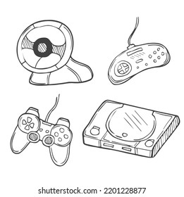 Video-Spiele doodle. Gamepad und Videospielzubehör