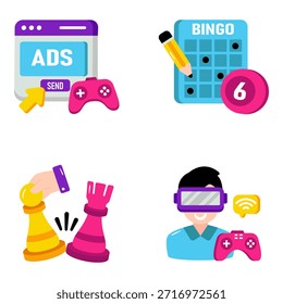 Set von Videospielen Flat Icons
