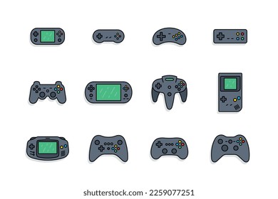 Set of Video Games Joysticks. Game Console. Gamepad. Flat style
