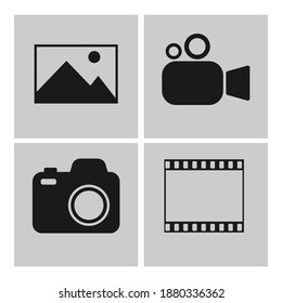 Set video icon isolated on grey background.Eps 10