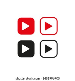 Set of video icon logo on white background. Vector illustration in flat design. Eps 10.