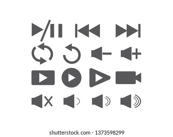 Set of video icons for logo design illustrator, play and pause and repet symbol