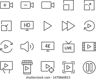 Set Of Video Icons, Play, Livestream, Watch