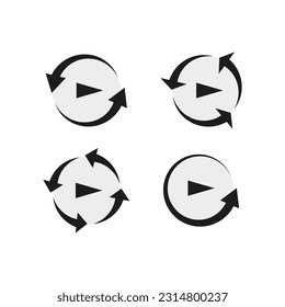 Set of video play button like simple replay icon. Vector illustration. Stock image.