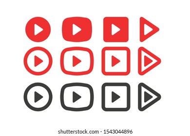 Set of video player icons. Vector illustration in flat design