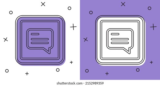 Set Video with subtitles icon isolated on white and purple background.  Vector