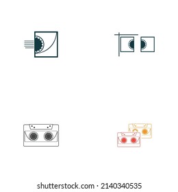 set of video tape VHS logo template vector illustration design