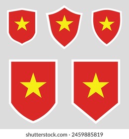 Set of Vietnam Flag in Shield Shape Frame