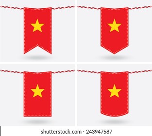 set of Vietnam flag. vector illustration