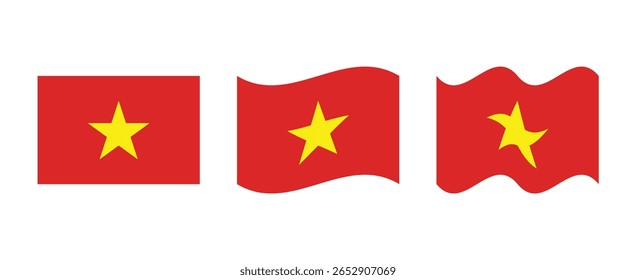 Set of Vietnam flags flat design waving style
