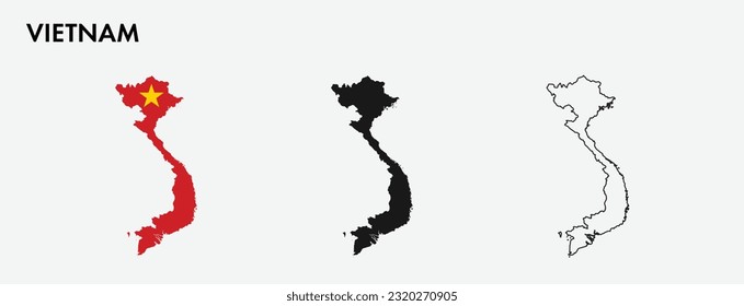 Set of Vietnam map isolated on white background, vector illustration design