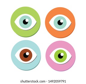 Set of View icons. Eye icons. Coloured design. Sight sign.
