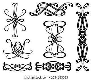 Set of vignettes and border. EPS10 vector illustration