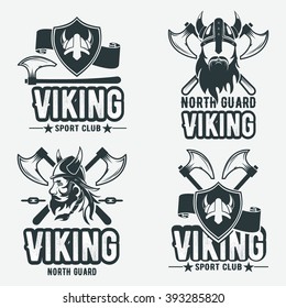 Set of viking emblems, labels and logos. 