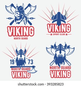 Set of viking emblems, labels and logos. 