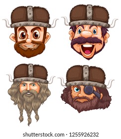 Set of viking head illustration