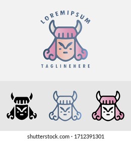 SET VIKING LOGO DESIGN TEMPLATE. MODERN MINIMALIST, HIPSTER STYLE, AND SIMPLE ELEGANT DESIGN. PREMIUM VECTOR
