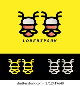 Set Viking Logo design template. Modern minimalist, flat, hipster style.Simple elegant design. Premium Vector