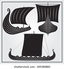 Set of Viking ship icons. All elements can easily be disabled or recolored. 