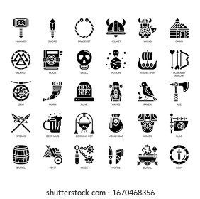 Set of viking thin line and pixel perfect icons for any web and app project. 